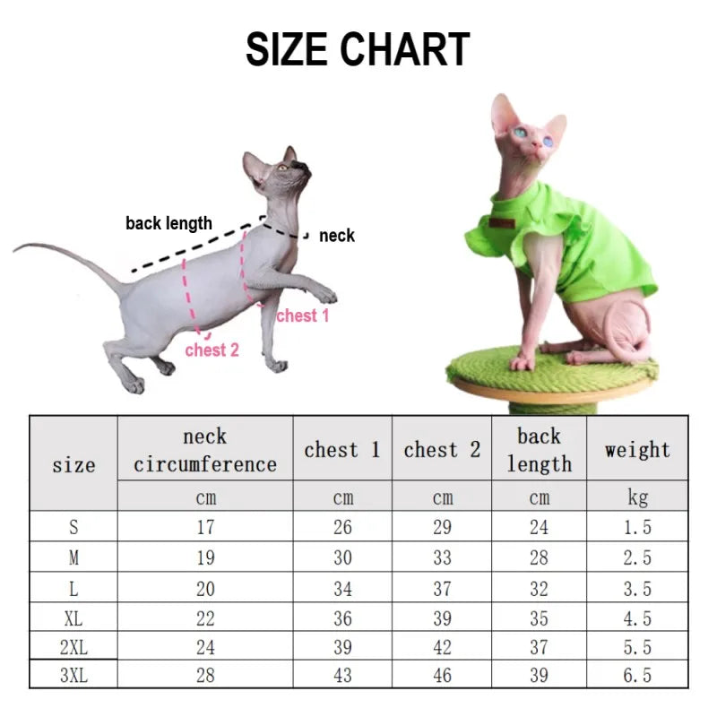 Luxury Sphynx Cat Clothes Summer